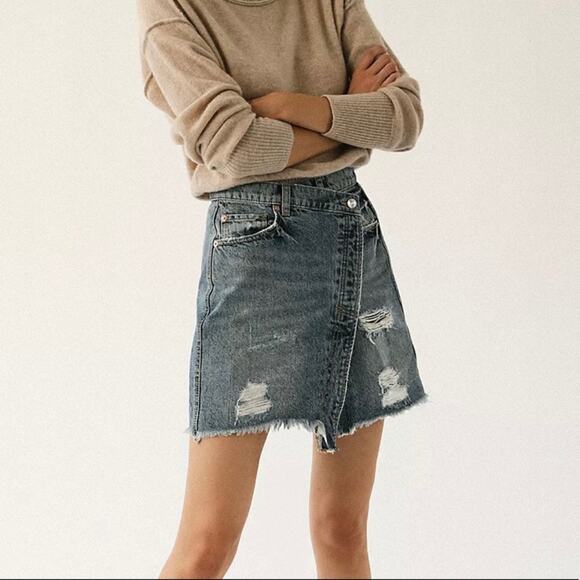 FREE PEOPLE Parker Wrap Mini Skirt NWT - Size 25 - Picture 1 of 8